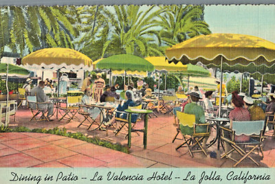 VIntage Postcard-Patio Dining, La Valencia Hotel, La Jolla, CA