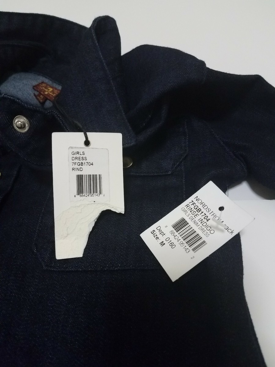 7 For All Mankind Girls Denim Snap Button Jacket Dress Stretch