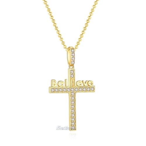 Collar Colgante Cruz de Diamante de 1 quid Diamante Simulado Diamante Enchapado en Oro Amarillo 14K - Imagen 10 de 13