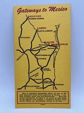 1957 GATEWAYS TO MEXICO Sanborn's Eagle Pass Brownville Texas Travel Guide Card