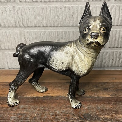 Cast Iron Boston Terrier Doorstop Mold Right Facing 1910-1940 Antique