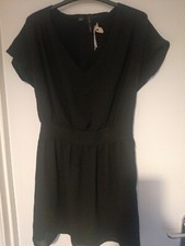 Mango Black Vneck Mini Smock Dress Size M