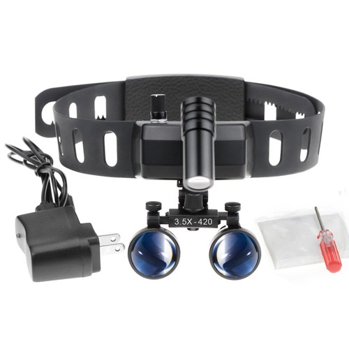 3.5X420mm Dental Binocular Magnifying Loupes with 5W LED Headlight Lamp US Stock