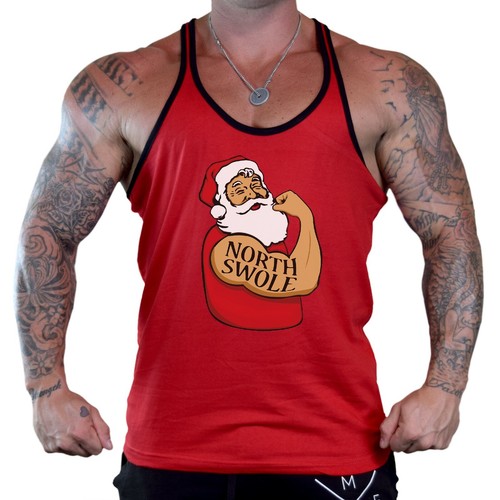 North Swole Santa Red Stringer Tank Top 