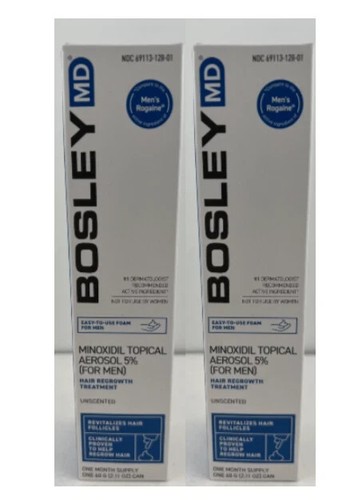 BOSLEY MD Men FOAM Hair Regrowth Treatment Unscented 2 MONTH SUPPLY Brand NEW