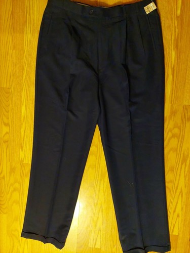 GREG PETERS GOLF PANTS NAVY BLUE PLEATED FRONT 39 X 35 Tall Fit CUFFED LEG - Picture 2 of 7