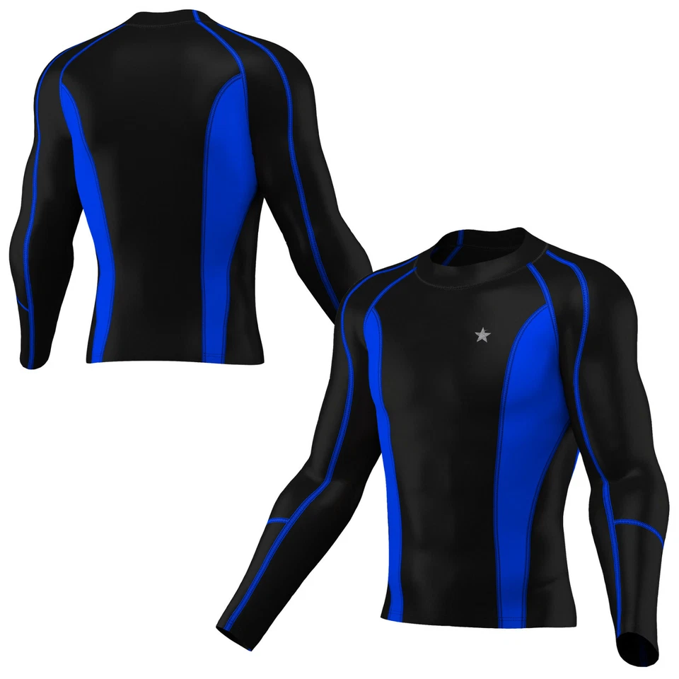 Mens Compression Armour Base Layer Top Long Sleeve Thermal Gym Sports Shirt - Image 4 of 4
