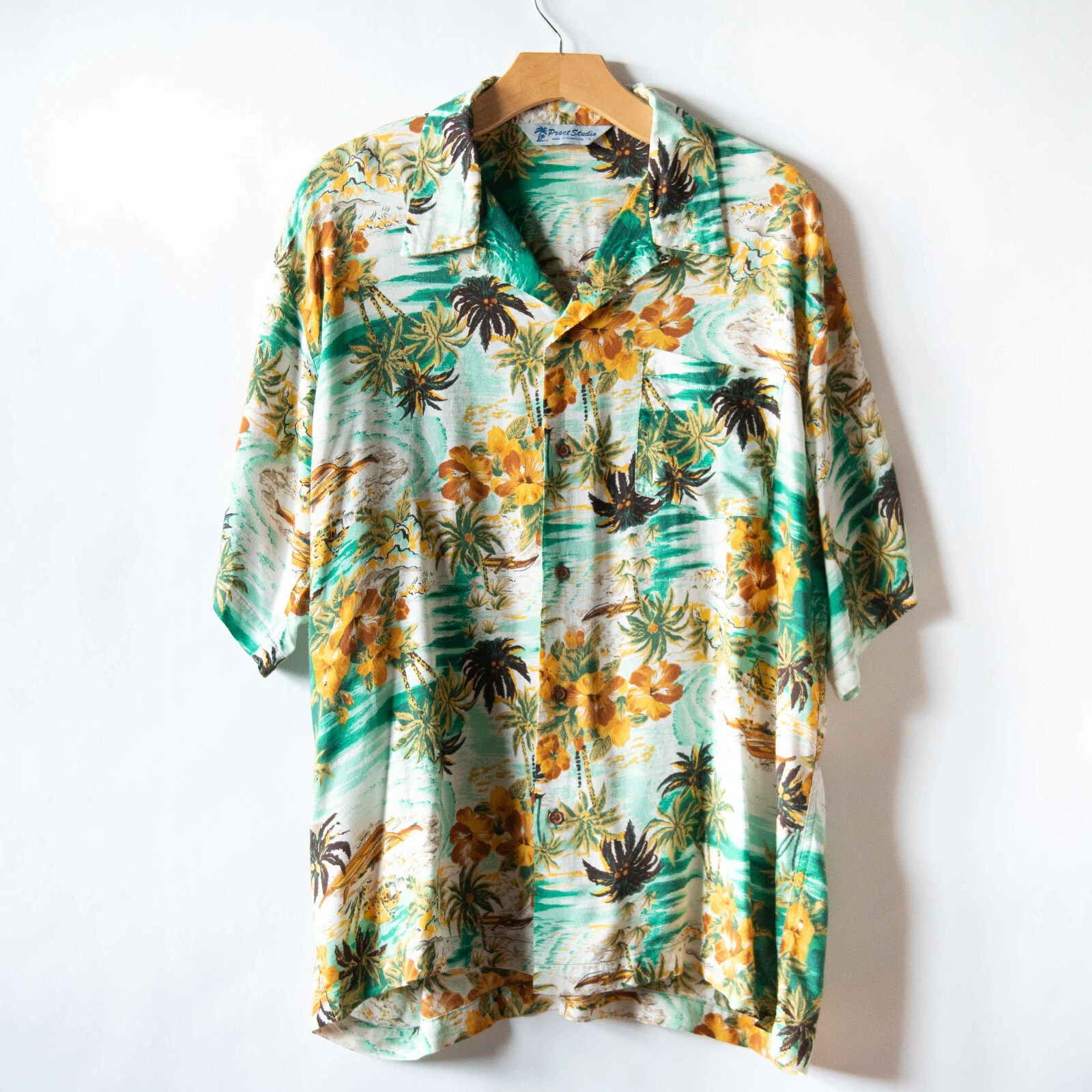 Pract Studio Button Down Hawaiian Shirt Short Sleeve L