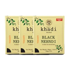 VAGAD'S KHADI HERBAL GRAMODAYA Black Mehndi, Henna, 300g - Black Pack of 3 