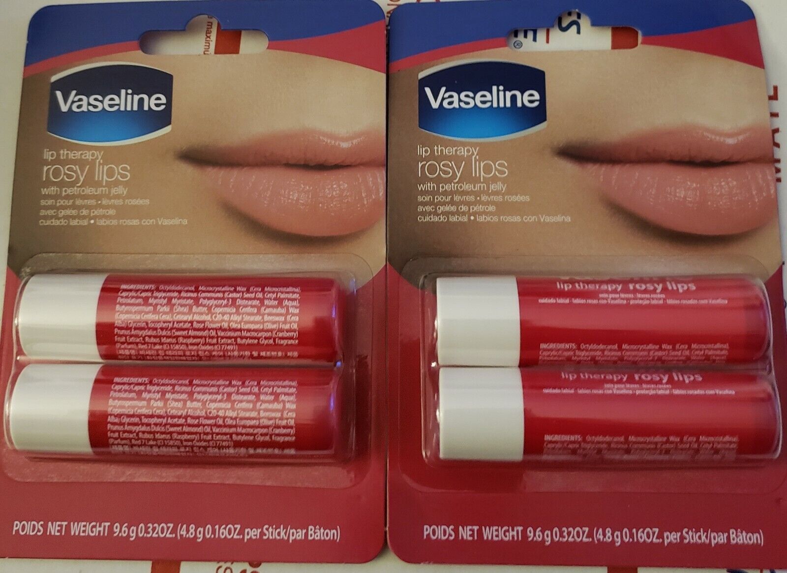 (2) New Vaseline Lip Therapy Rosy Lips. Balm Petroleum Jelly. Double packs. 