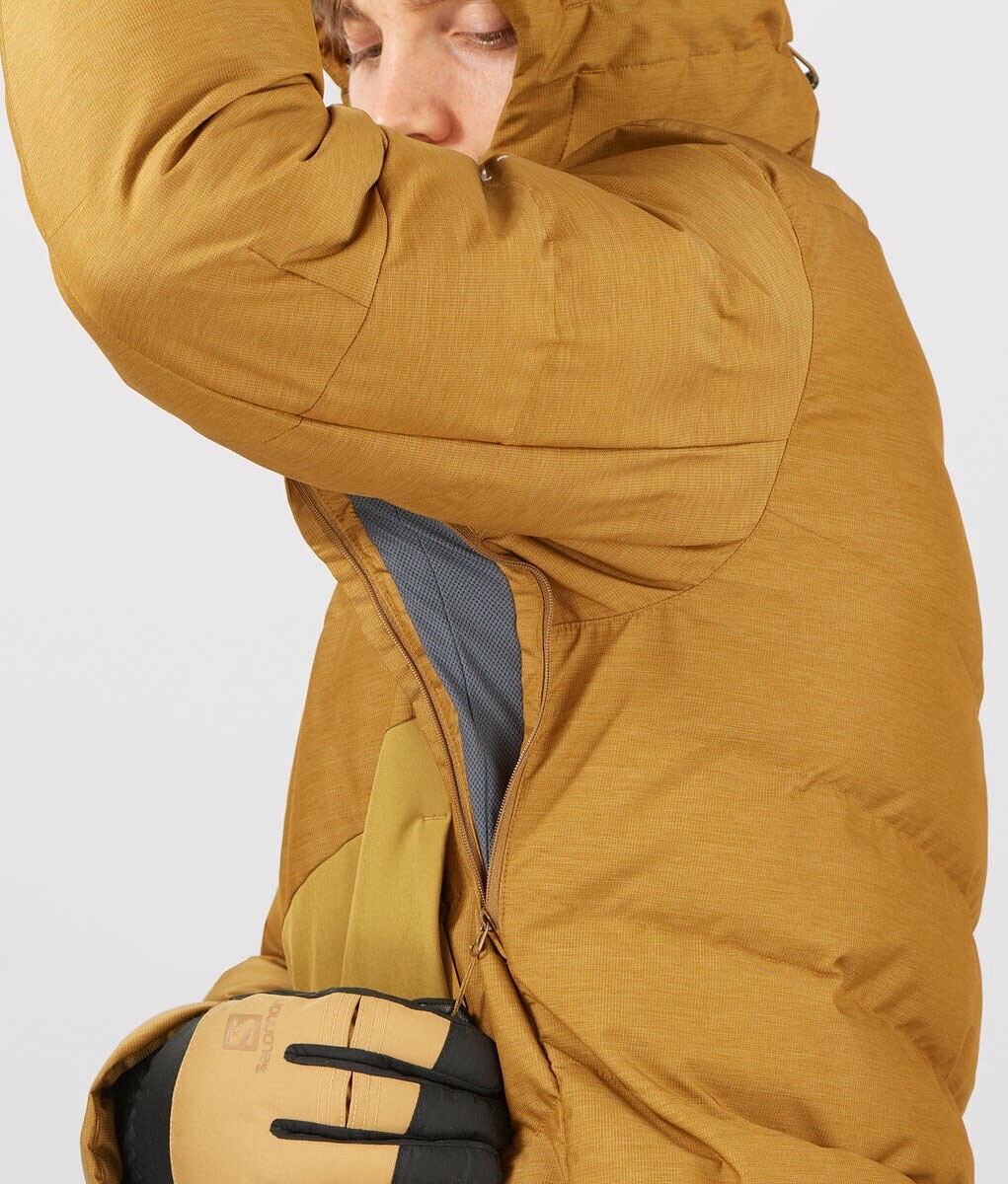 Nuova giacca da sci uomo Salomon Snowshelter taglia XL bronzo marrone riparo neve