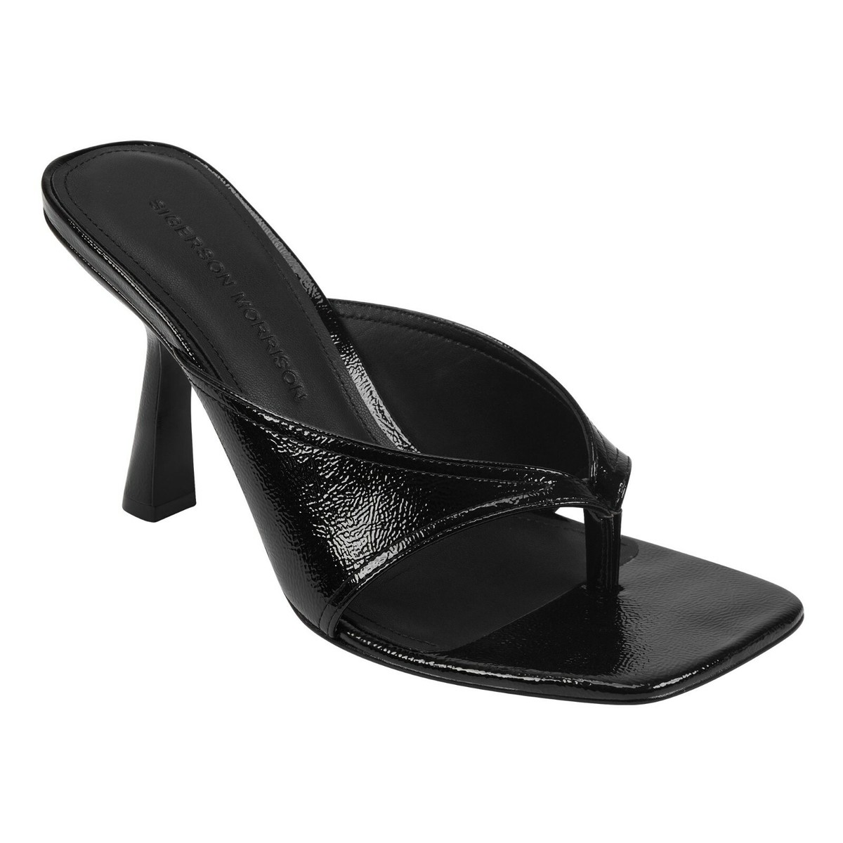 Sigerson Morrison Kaliska Square Toe Thong Black Patent  display picture 1