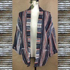 Pull & Bear Women’s Southwestern Aztec Vintage Tweed Open Blazer Jacket Size S/m