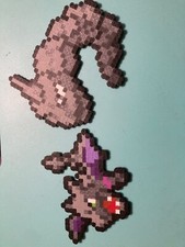 Aerodactyl and Onix Perler Bead Pixel Art Handmade