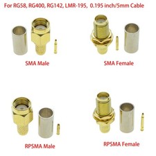 10Pcs SMA Male Female crimp For RG400 RG58 LMR142 Coaxial cable Lot RF connector