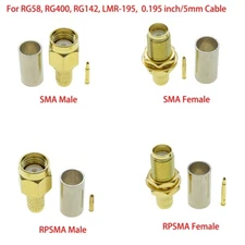 10Pcs SMA Male Female crimp For RG400 RG58 LMR142 Coaxial cable Lot RF connector