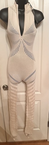NWT maniere De Voir Beige Knitted Contour Bodycon Jumpsuit Size S