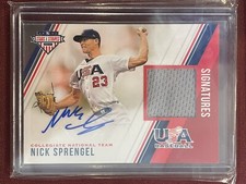 2018 Nick Sprengel Panini Stars & Stripes Rookie Blue Auto Jersey /299 - Rays