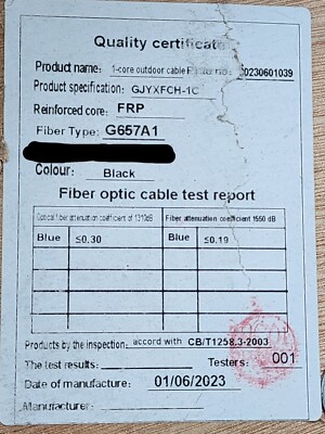 ElaysonFiber FTTH GJYXFCH Fiber To The Home Single Mode Drop Cable G.657A1/100ft