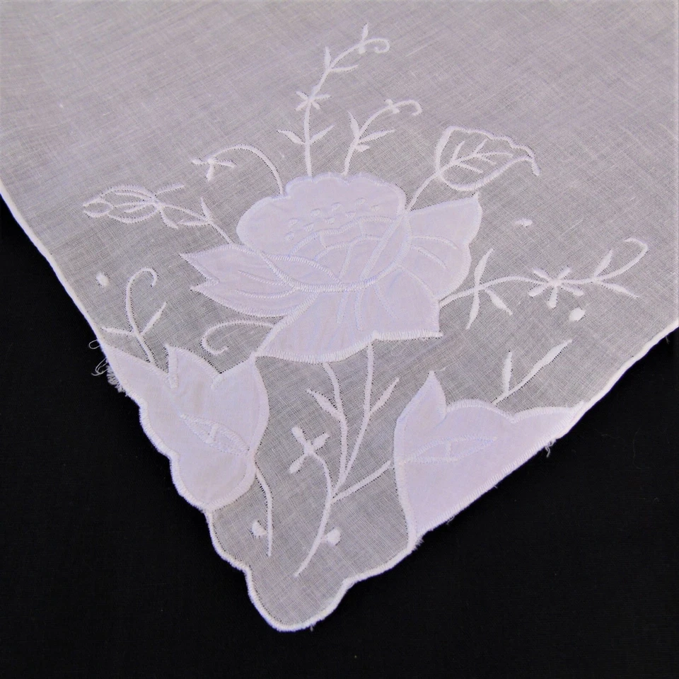 Pañuelos de cóctel vintage blancos apliques bordados Grandmacore  Foto 4 de 4