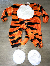 BABY BOY TIGER HALLOWEEN COSTUME 3 PC 0-6 month JUMPSUIT SLIPPERS so cute