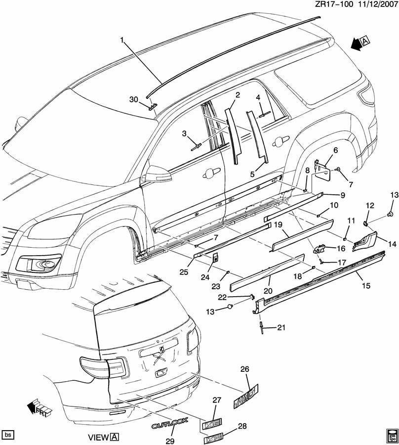 Gmc Arcadia LH Front Door Belt Molding 15870393 for sale online | eBay