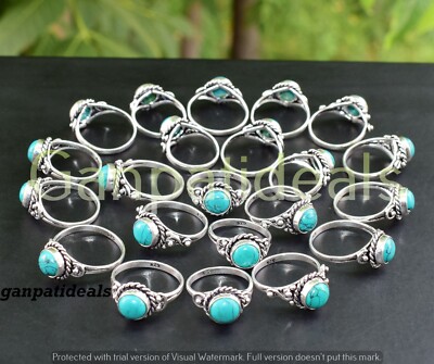 Turquoise Gemstone Ring Wholesale Lot 925 Sterling Silver Plated