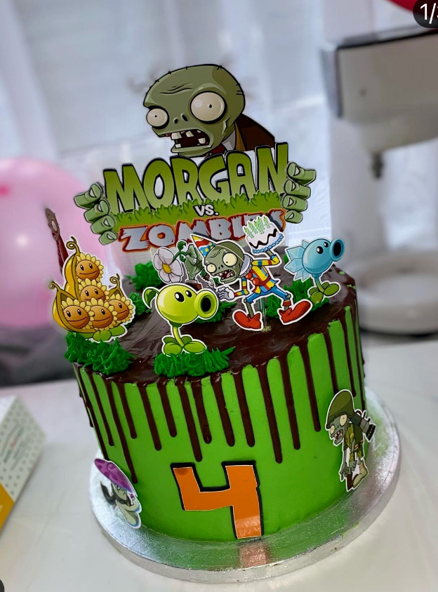 Plants vs Zombies Themed Cake Toppers Personalised With Name & Age