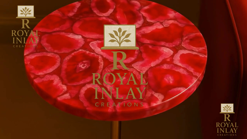 15” Red Agate Round Side Table | Luxury Handmade Gemstone Accent Table - Video 1 of 1
