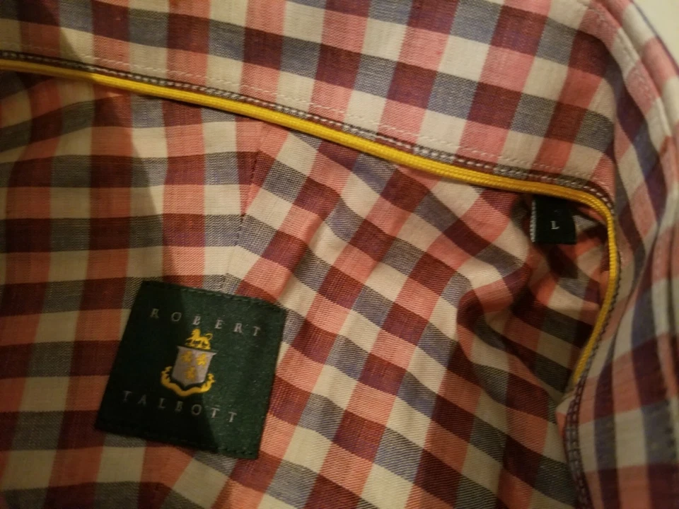 Mens Robert Talbott Dress Shirt L Large Red Button Cotton - Image 3 of 4