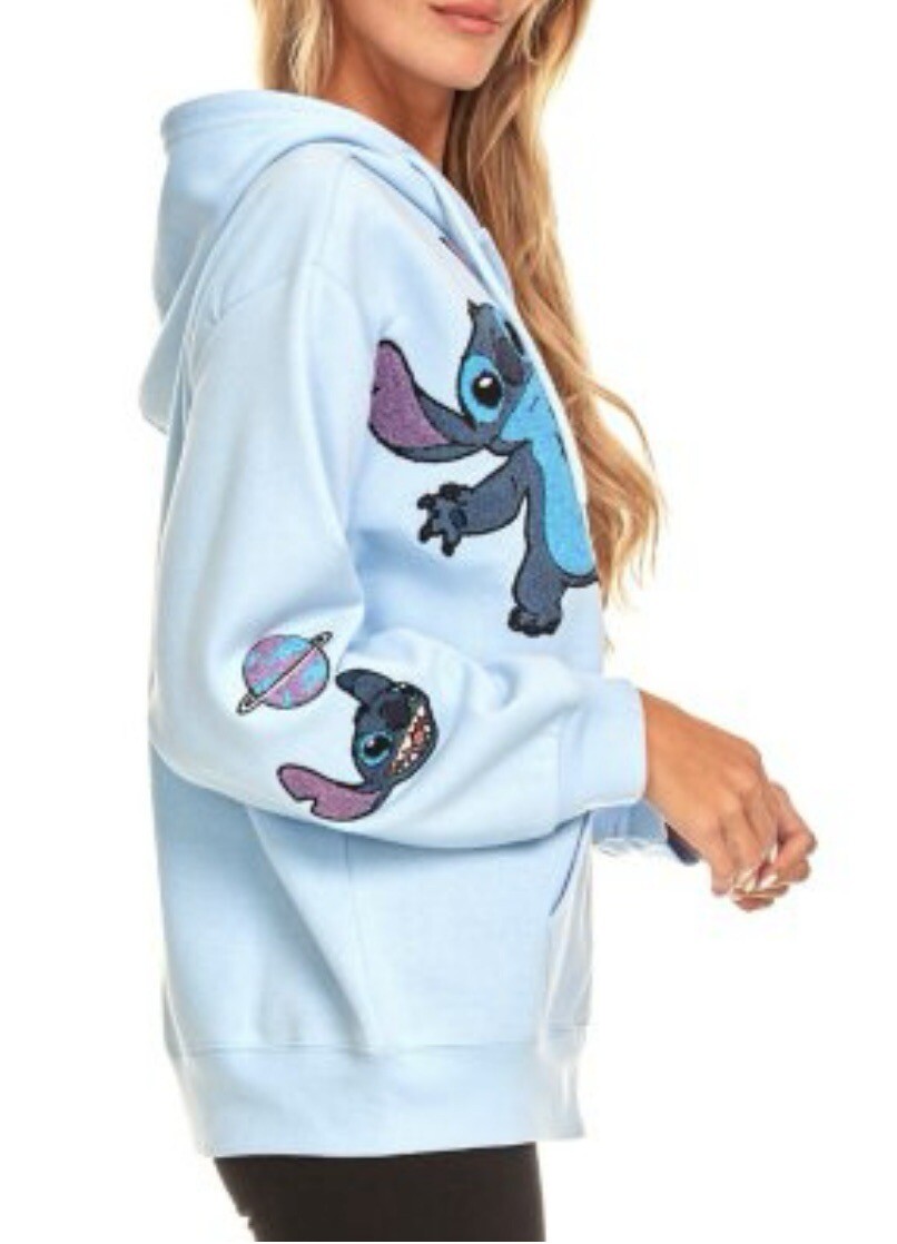 【oan】Stitch Hoodie Disney Stitch Hoodie XXL Zip Licensed Ohana Embroidered