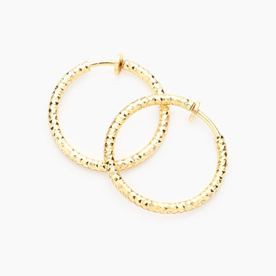 Clip on Hoop Earrings Women New 1'' Gold Plated Hard to Find Hypo Allergenic