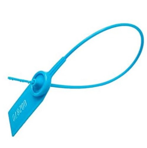 1 Blue Plastic Pull Tight Padlock Safety Tag, used 