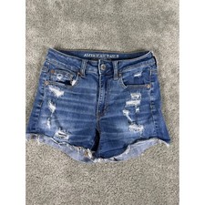American Eagle Hi-Rise Shortie Distressed Den...