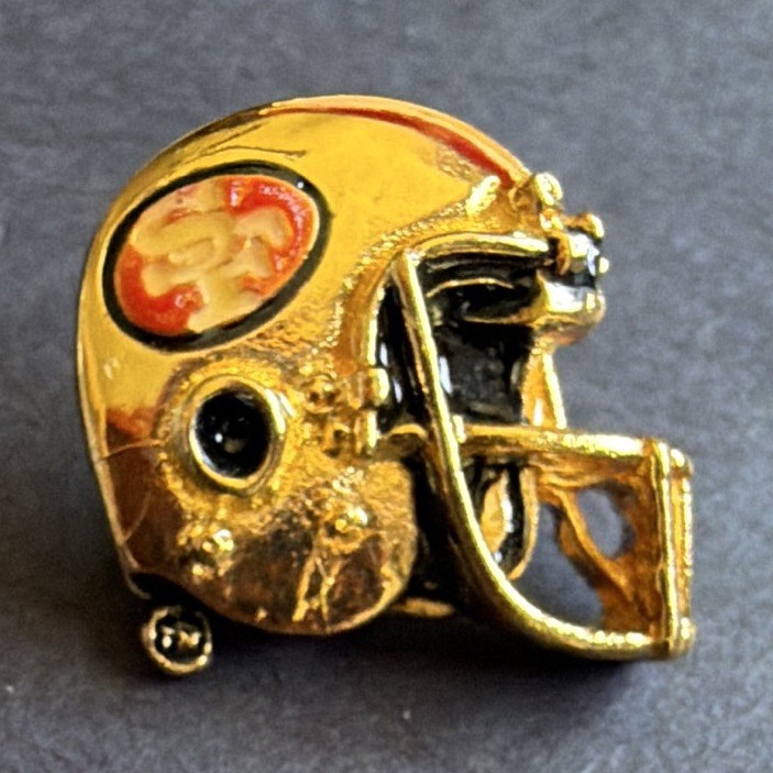 Football Helmet Sport Pinback Collectible Lapel Pin Gold Tone Souvenir
