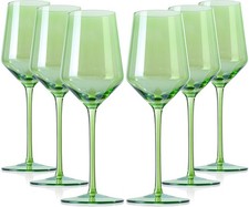 White Wine Glasses Set of 6- Modern Hand Blown Wine Glass-15 oz,Colored wine ...
