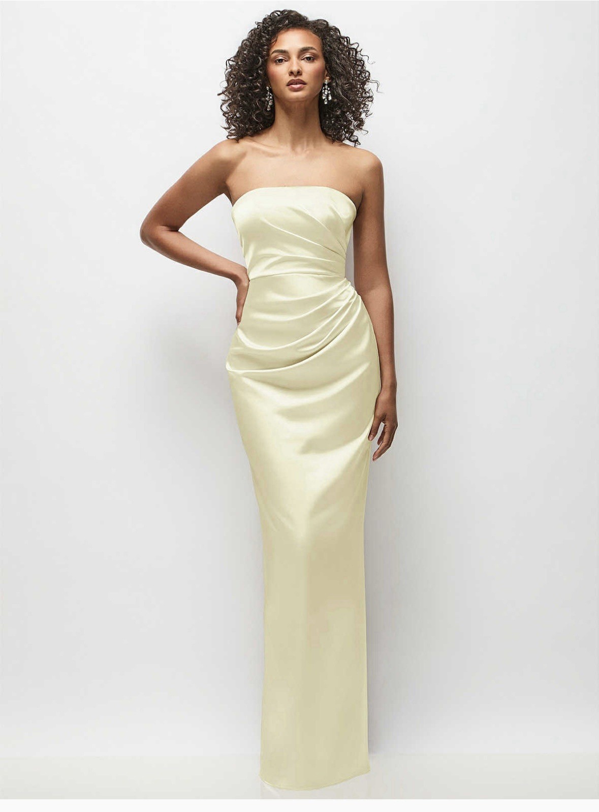 After Six Strapless Bridesmaid Dress Butter Yellow Size 6-R MPN 6928