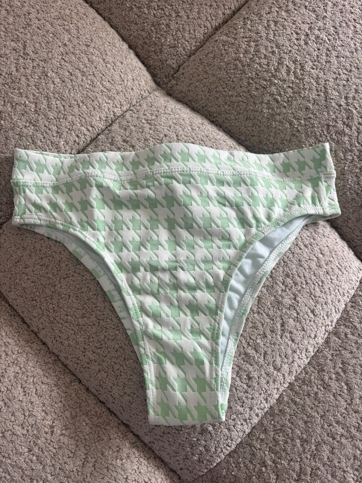 Roxy bas de maillot femme S vert/blanc pied-de-poule doublé