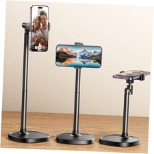Phone Stand for Desk, Angle Height Adjustable BLACK - 6X STABLE WEIGHTED BASE