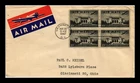 DR JIM STAMPS US COVER AIR MAIL PAN AMERICAN UNION FDC SCOTT C34 BLOCK OF 4