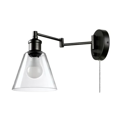 Globe Electric 10W LED Plug In Wall Sconce Clear Glass Shade & 6' Cord(Open Box) - Afbeelding 1 van 7