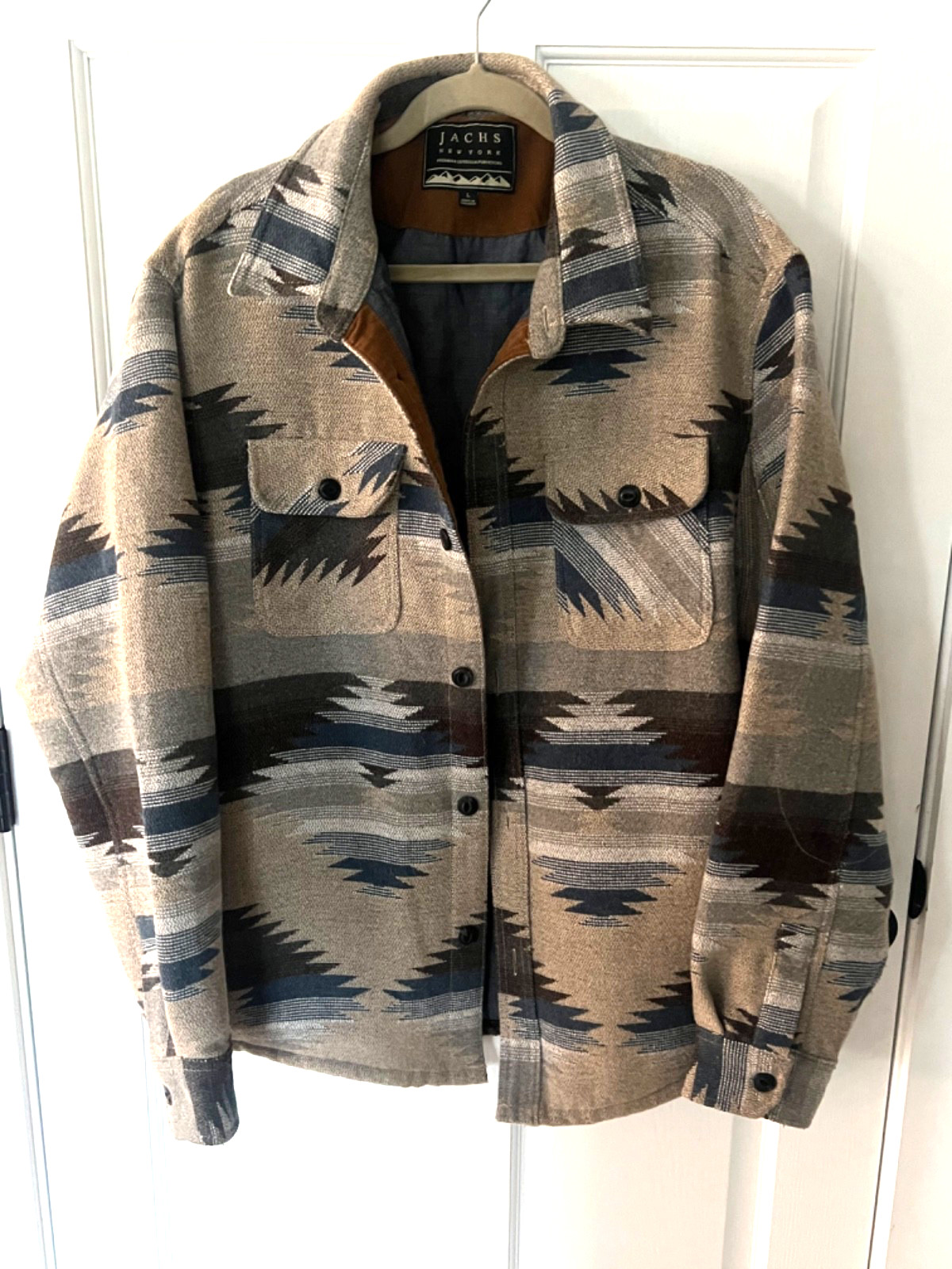 EUC! JACHS New York Mens L Tan Thick Aztec Jacket Coat