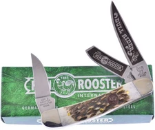Hen & Rooster Int Bull Rider Pocket Knife 1.4116 Steel Blades Deer Stag Handle