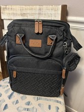 Jollito Quilted Gray Diaper Bag / Backpack w/ Multiple Pockets USB - NWOT