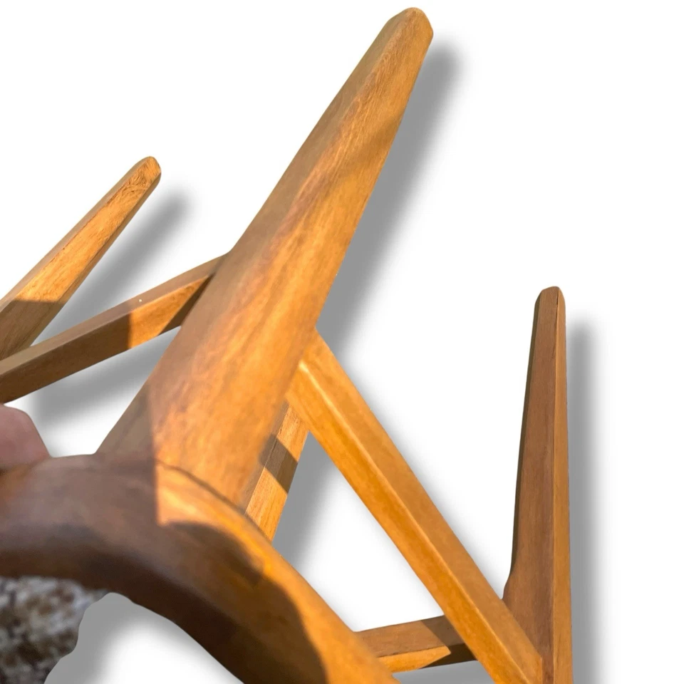 Single Vintage Retro Solid Wooden Mid Century Modern Fabric Kitchen Stool Seat - Image 4 of 4