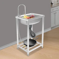 Free Standing Kitchen Sink Stainless Steel Sink Single Bowl Sink Rectangular