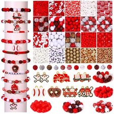 CEALXHENY 2400PCS Baseball Beads for Bracelet Making Clay Varies, Red White