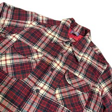 Vintage Pendleton Board Shirt Red Plaid 100 Wool Loop Collar Flap Pocket Mens L