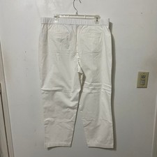 Lands End Womens White Pull On Mid Rise Straight Leg Chino Pants Size 16