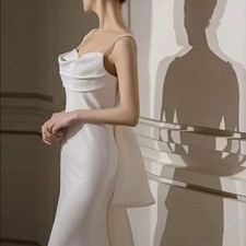 Hot Women Gorgeous Beaded Bowtie Bridal Gown Wedding Dress Prom Party